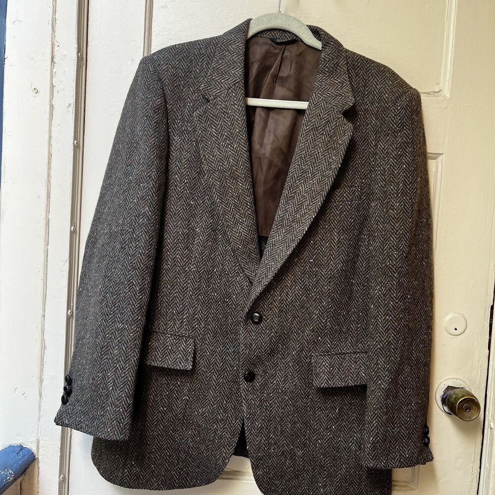 Vintage Tweed Blazer Jacket Sz 40 Brown Wool Academic Professor Business w/flaws